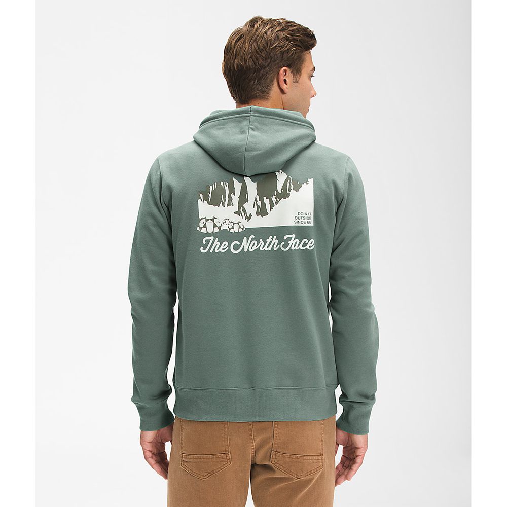 The North Face Hoodie Mens Australia - The North Face Mountain Scene Pullover Green Mountain (MDG-29